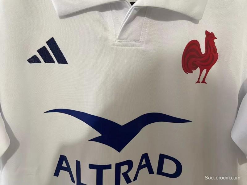 2025 France White with Blue and Red Stripes Away Jersey