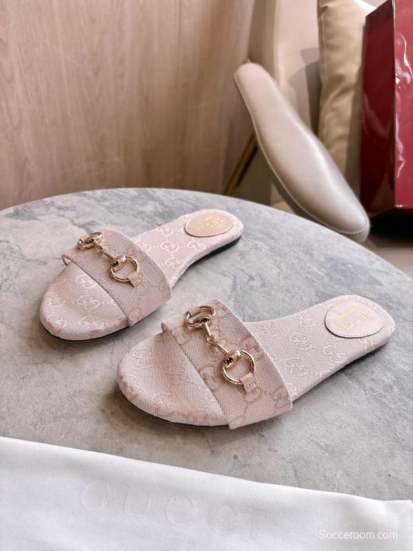 Gucci 2025/SS Leather Mule Sandals with Light Gold Hardware - LY00280