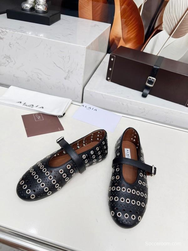 Alaia 2025/SS Perforated Ballet Flats - LY00320
