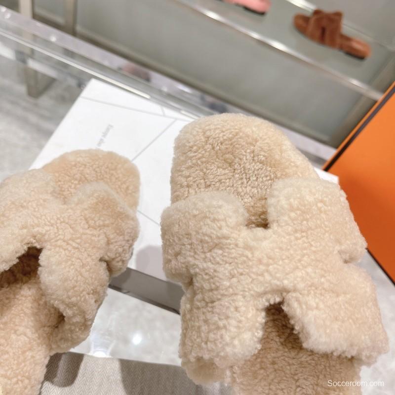 H Home Love Teddy Wool H Slippers Flat Sole Winter - LY00240