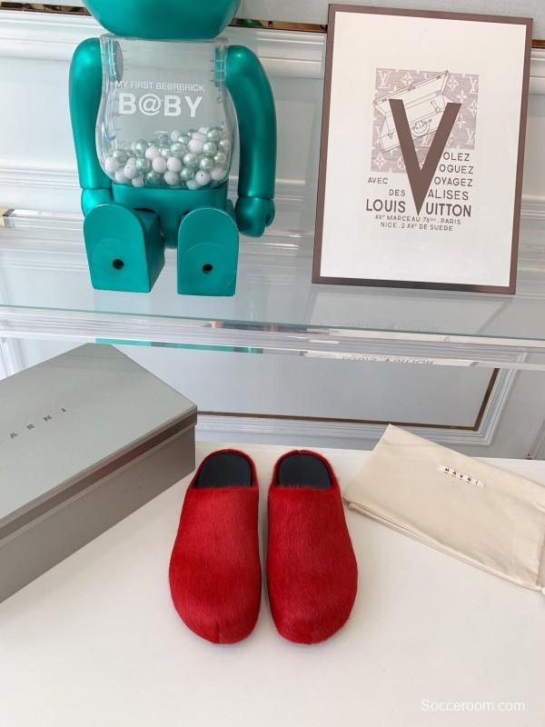 Marni 2025/ss Mule Shoes with Pony Hair Design - LY00