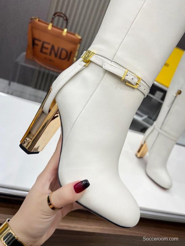 FENDI Delfina Round Toe Boots with FF Buckle - LY00520
