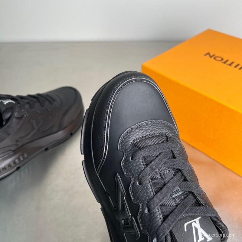 Lv Classic Leather Round Toe Lace-Up Low Top Casual Shoes - YC