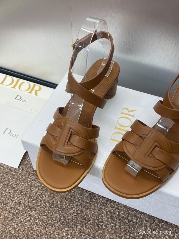 Dior D-Club Jelly Color Hollow Layered Cross Strap Mid Heel Women Shoes - KFY00290