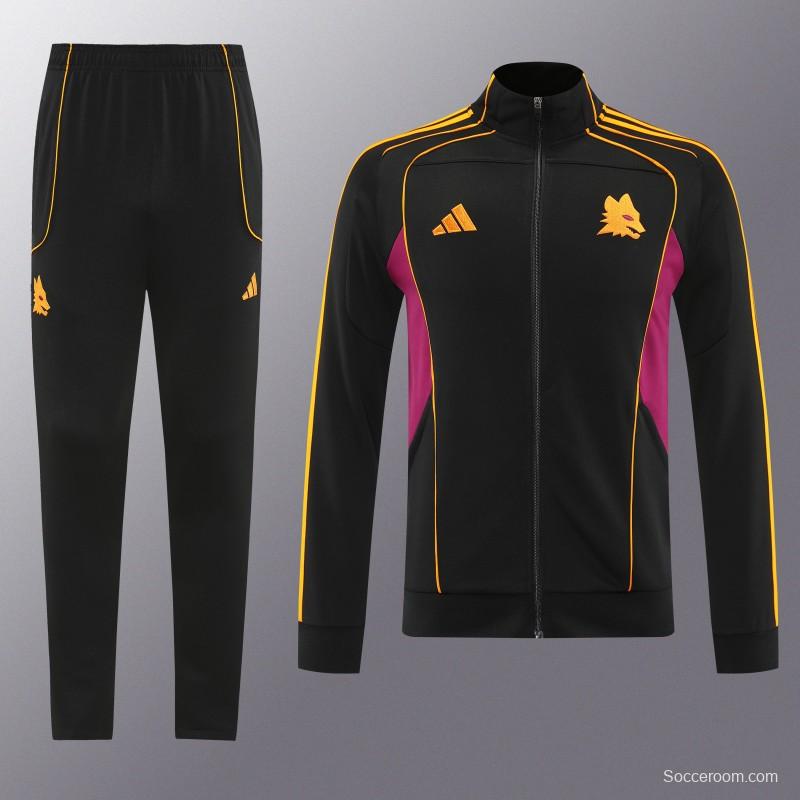 25/26 Roma Black Full Zipper Jacket+Long Pants