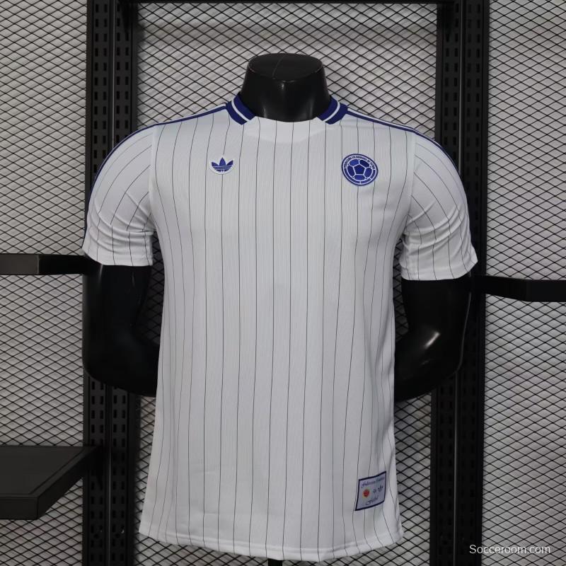 2026 Player Version Colombia White with Blue Vertical Stripe Jersey