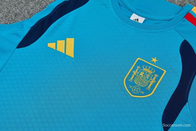 26/27 Spain Light Blue Sleeveless Training Vest +Soccer Shorts
