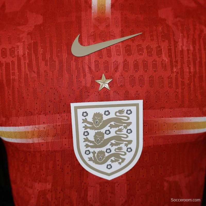 Player Version 2026 England Away Red with Gold Lion  Special Edition Jersey