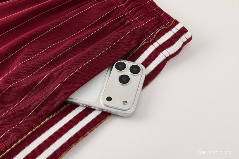 26/27  Arsenal  Maroon Pinstripe Short Sleeve+Soccer Shorts