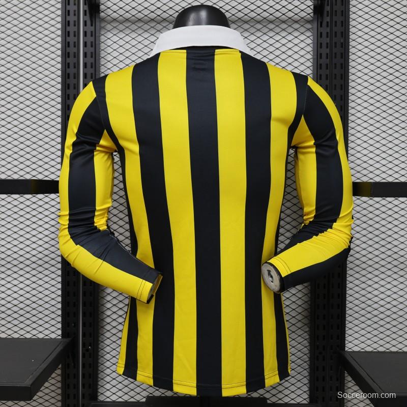 Player Version 2026 Peñarol Yellow & Black Vertical Stripes Long Sleeve Retro Heritage Jersey