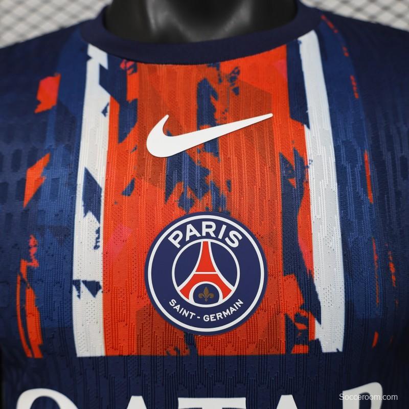 Player Version 25/26 Paris Saint-Germain Navy Blue with Orange Brushstroke Home Jersey