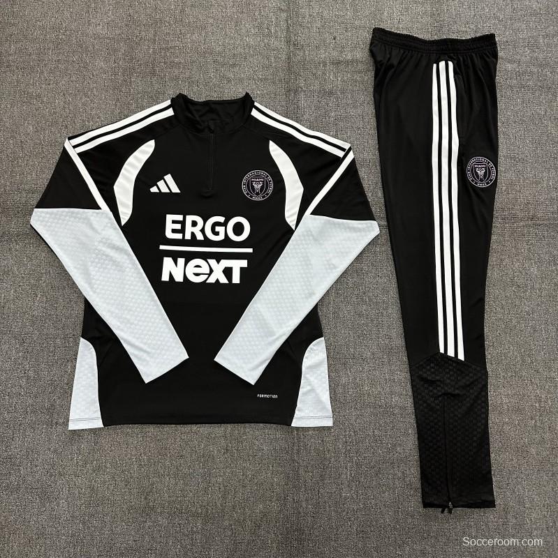 2026 Kids Inter Miami CF Black & White Half Zipper Jacket Tracksuit + Long Pants
