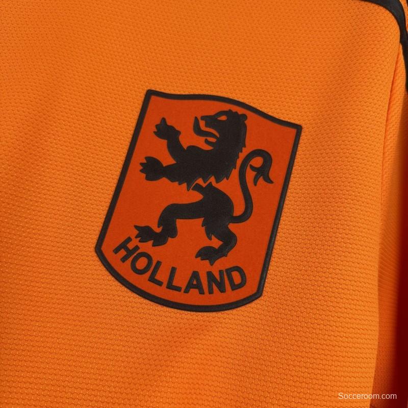 1980 Retro Netherlands Home Long Sleeve Jersey