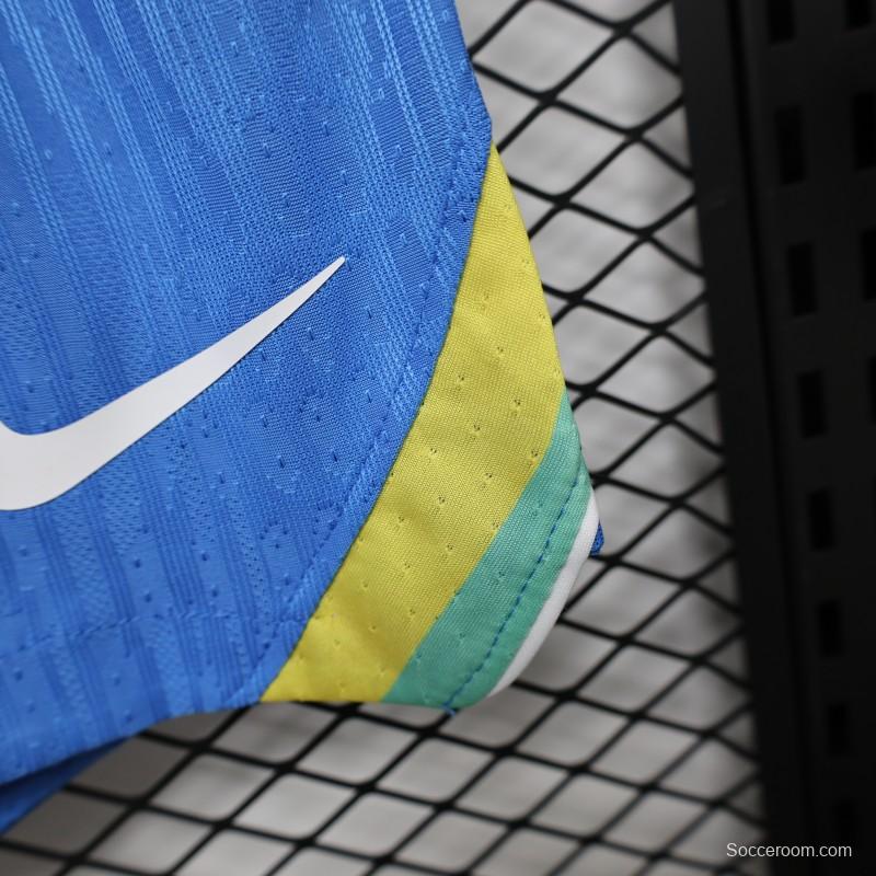 Player Version 26/27 Brazil  Royal Blue Jacquard Stripe Away Shorts