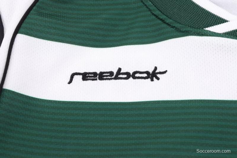 Retro Kids 01/03 Sporting CP White Green Home Long Sleeve Jersey