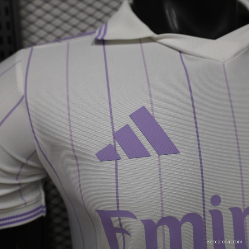 Player Version 26/27 Real Madrid Home White with Purple Pinstripe Jersey