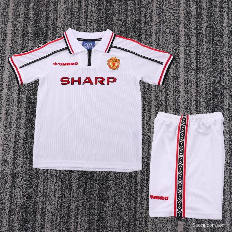 Retro Kids 98/99 Manchester United White Commemorative Jersey