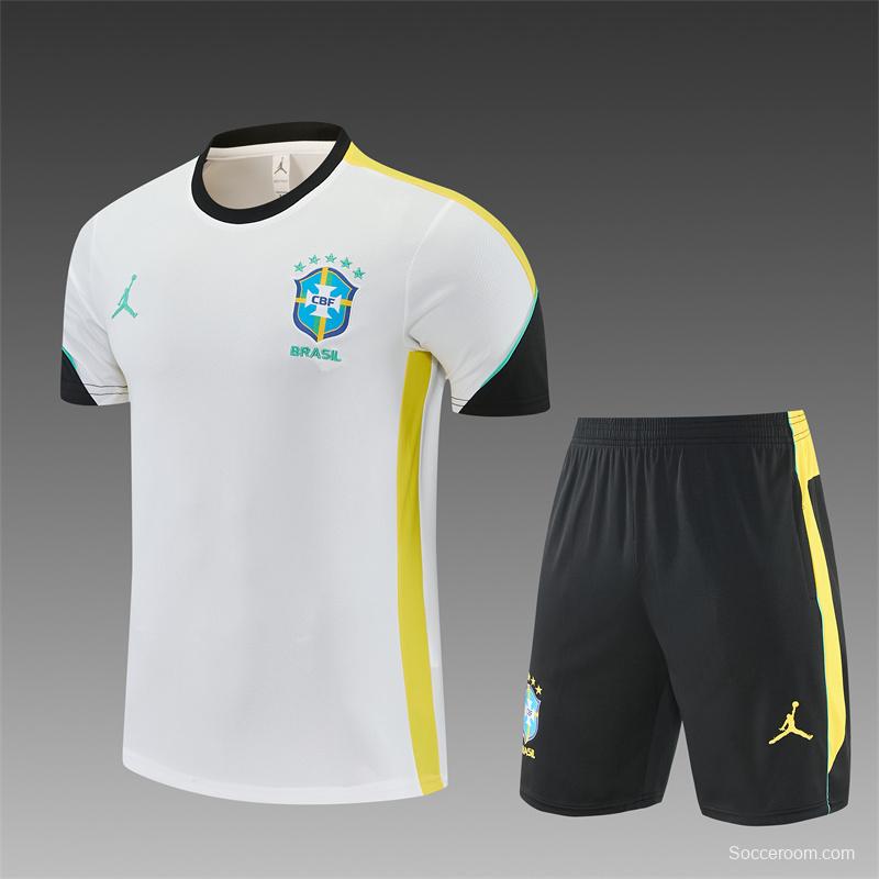 26/27 Brazil Away White Short Sleeve + Soccer Shorts