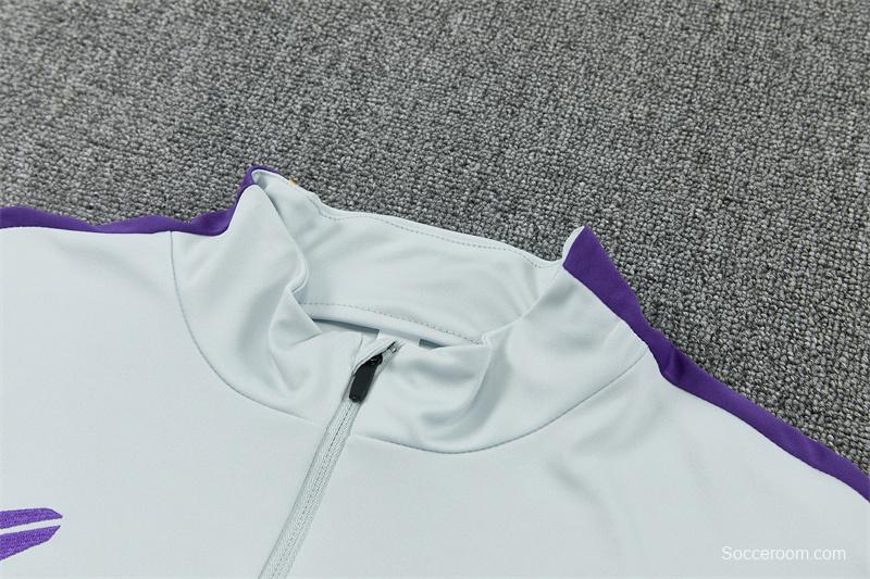 Player Version 26/27  Barcelona Light GreyHalf Zipper Jacket+Long Pants