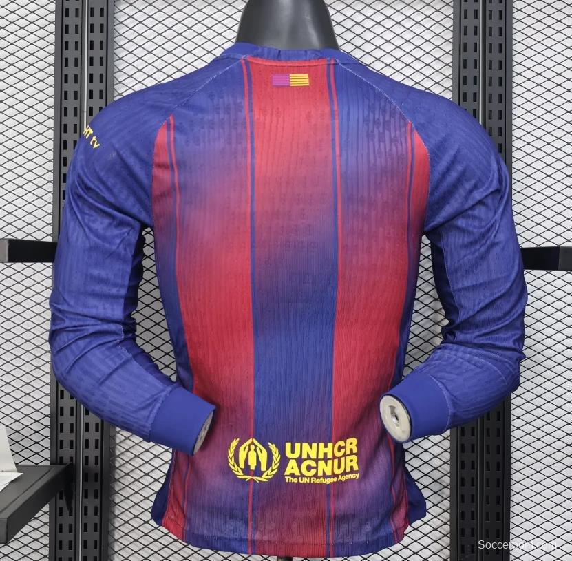 Player Version 25/26 Barcelona Home Long Sleeve Jersey