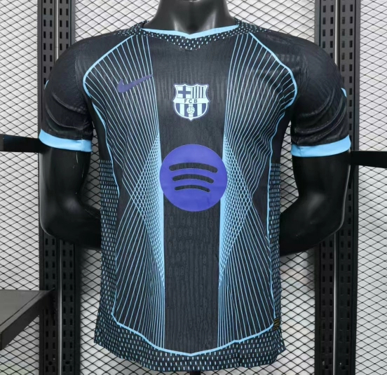 Player Version 25/26 FC Barcelona Black with Geometric Line Pattern Jersey