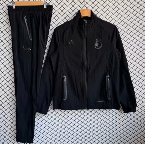 25/26 Real Madrid Black Full zipper Jacket Tracksuit+ long pants