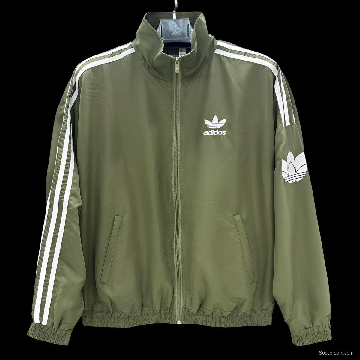 2026 Adidas Green Full Zipper Windbreaker