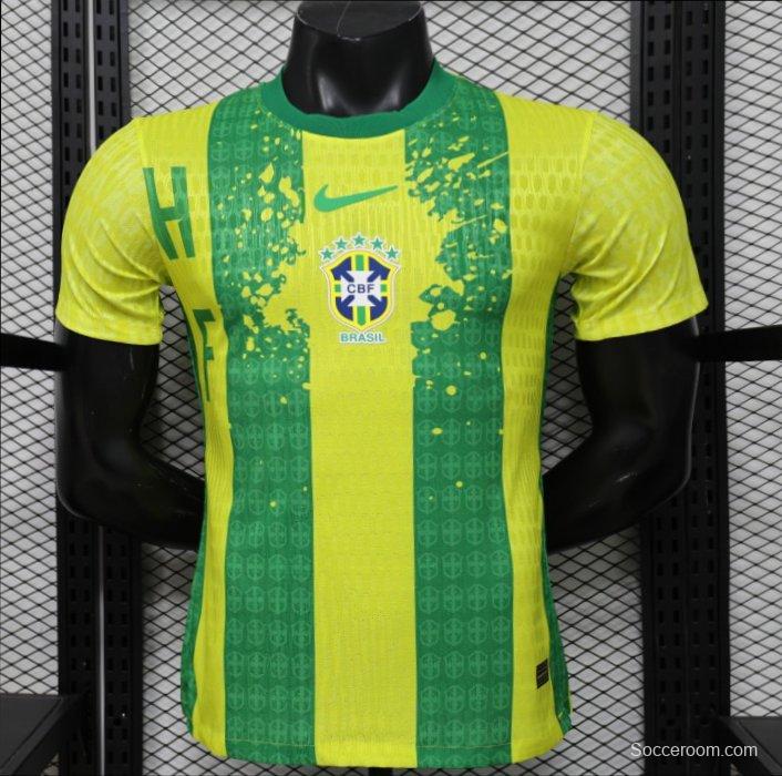 Player Version 2026 Brazil Yellow & Green Vertical Stripe Special Edition Jersey