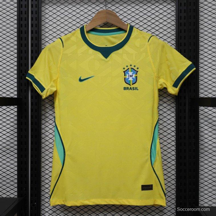 Player Version Women 2026  Brazil Yellow with Green Home Jersey