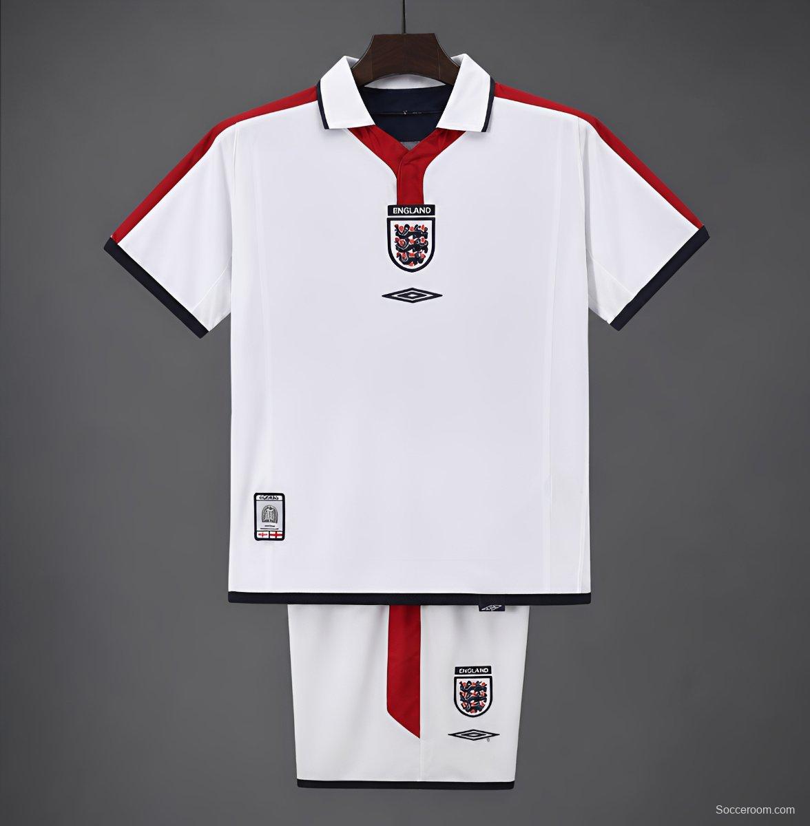 Retro 2003/04 Kids England White Home Jersey