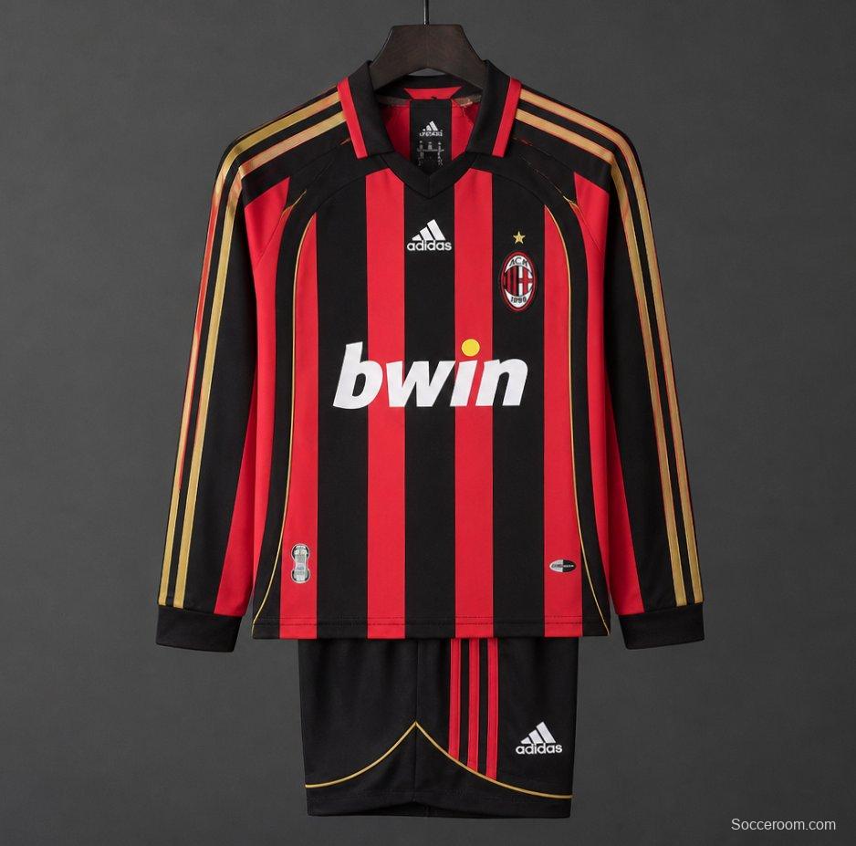 Retro Kids 06/07 AC Milan Home Long Sleeve Jersey