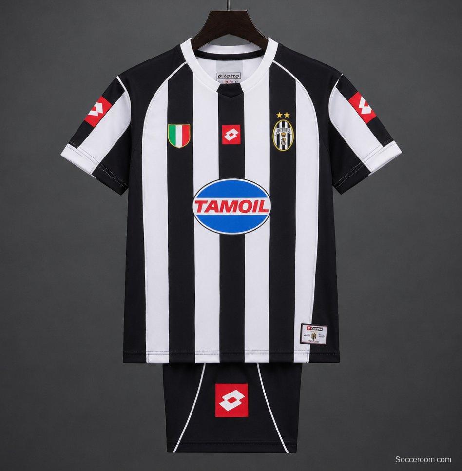 Retro Kids 02/03 Juventus Black White Home Jersey